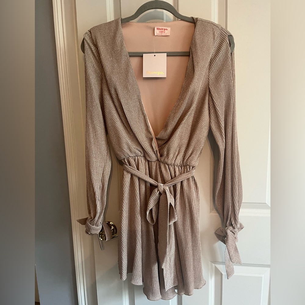 NWT showpo. tan sparkle party dress!